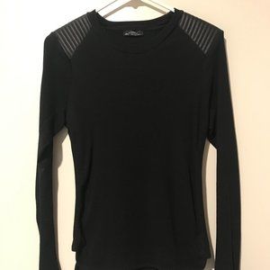 Sweater with faux leather trim